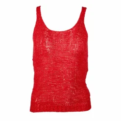 LOVE Top bretelle maille filet ajouré coton Italie Femme ROUGE