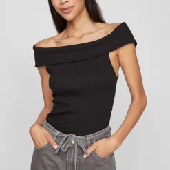 VILA Top coton sahia black épaules dénudées Femme NOIR Sale