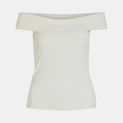VILA Top coton sahia black épaules dénudées Femme BLANC ECRU Sale