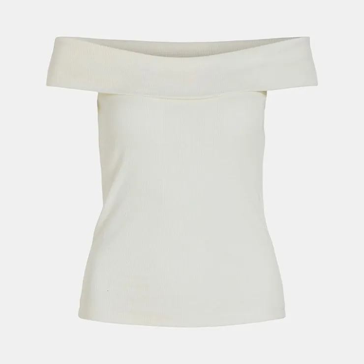 VILA Top coton sahia black épaules dénudées Femme BLANC ECRU Sale