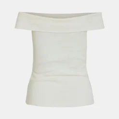 VILA Top coton sahia black épaules dénudées Femme BLANC ECRU Sale