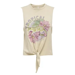 ONLY Top court imprimé tropical avec noeud Femme BEIGE Outlet
