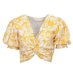 LA PETITE ETOILE Top crop bicolore timea Femme JAUNE New
