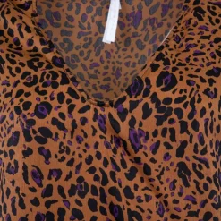 IMPERIAL Top manches courtes col v imprimé animal Femme MARRON CLAIR New