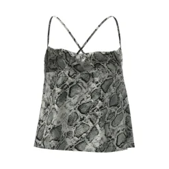 OBJECT Top sally imprimé serpent bretelles croisées dos Femme GRIS Discount