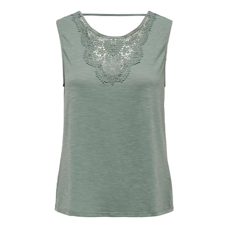 JDY Top sans manches à dentelle Femme VERT Clearance
