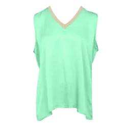DIXIE Top sans manches effet satiné col V fil doré Femme VERT Outlet