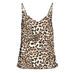 VERO MODA Top tan à bretelles imprimé léopard col V Femme MARRON Outlet