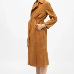 LA PETITE ETOILE Trench long camel effet daim faragot à nouer Femme MARRON Hot