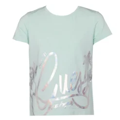 GUESS Tshirt col rond imprimé argenté avec logo manuscript Enfant VERT CLAIR Sale
