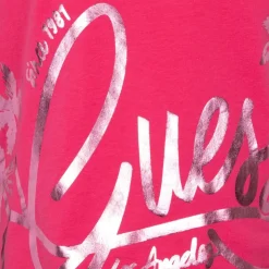 GUESS Tshirt col rond imprimé argenté avec logo manuscript Enfant ROSE Clearance
