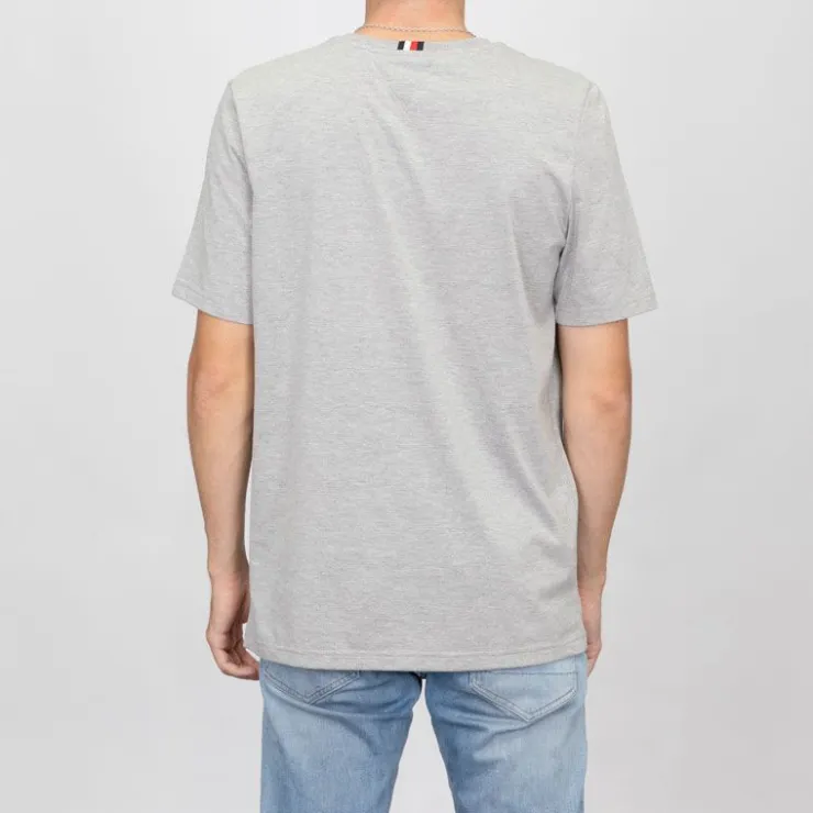 TOMMY HILFIGER T-shirt gris chiné coton avec logo brodé rouge Homme GRIS CLAIR Best