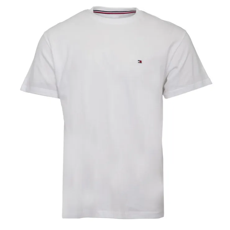 TOMMY HILFIGER T-shirt logo brodé coton col ras de cou Homme BLANC Outlet