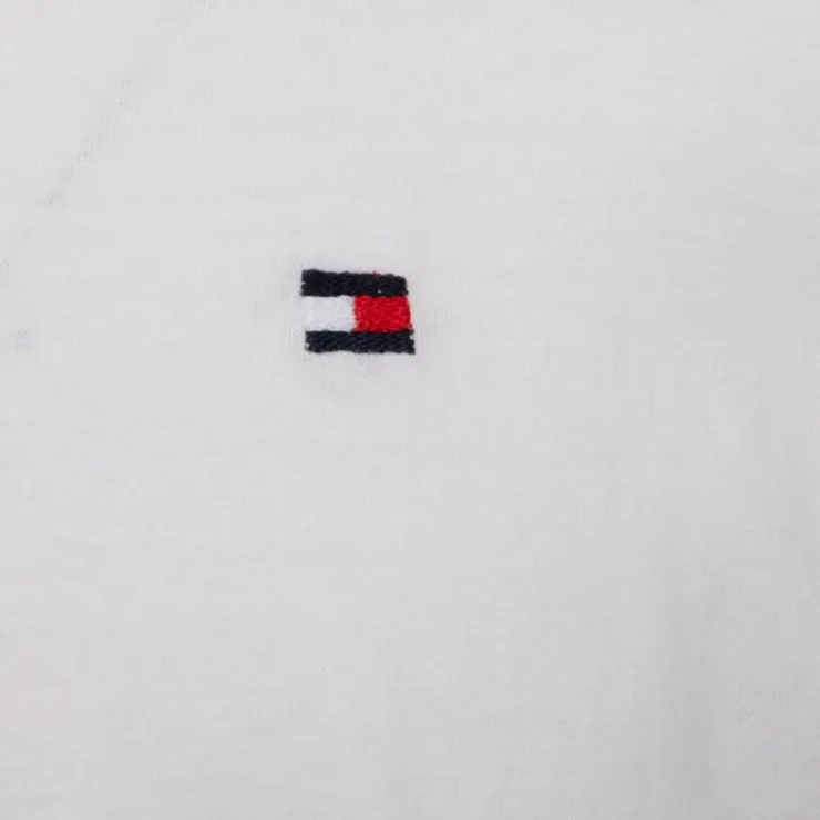 TOMMY HILFIGER T-shirt logo brodé coton col ras de cou Homme BLANC Outlet
