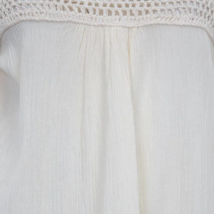 ANTIK BATIK Tunique lacy crochet manches à volants Femme BLANC ECRU Sale