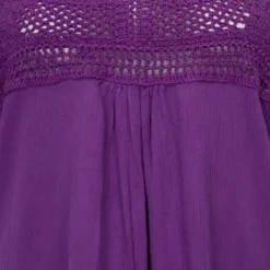 ANTIK BATIK Tunique lacy crochet manches à volants Femme VIOLET Clearance