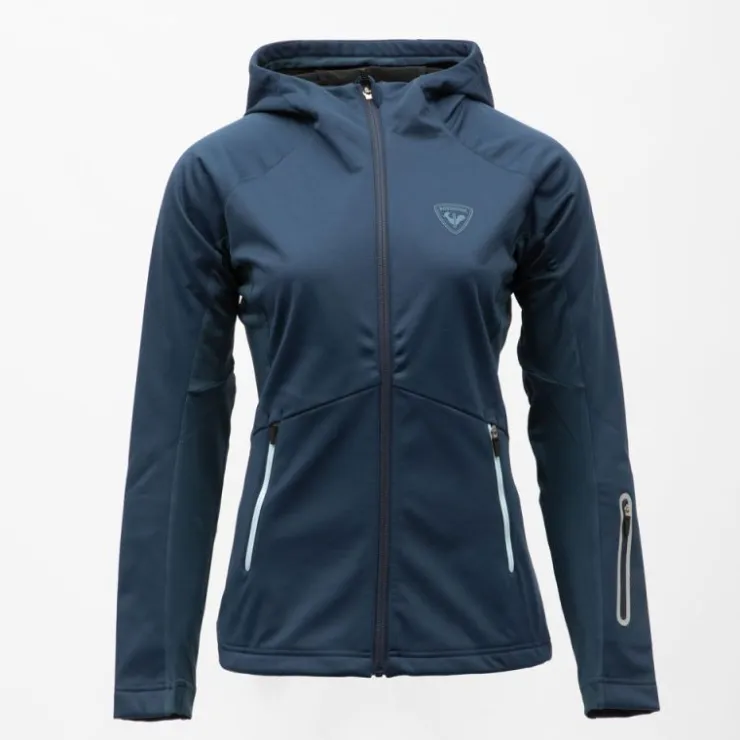 ROSSIGNOL Veste à capuche cintrée softshell bleu marine poches zippées bleu ciel Femme BLEU FONCE Sale