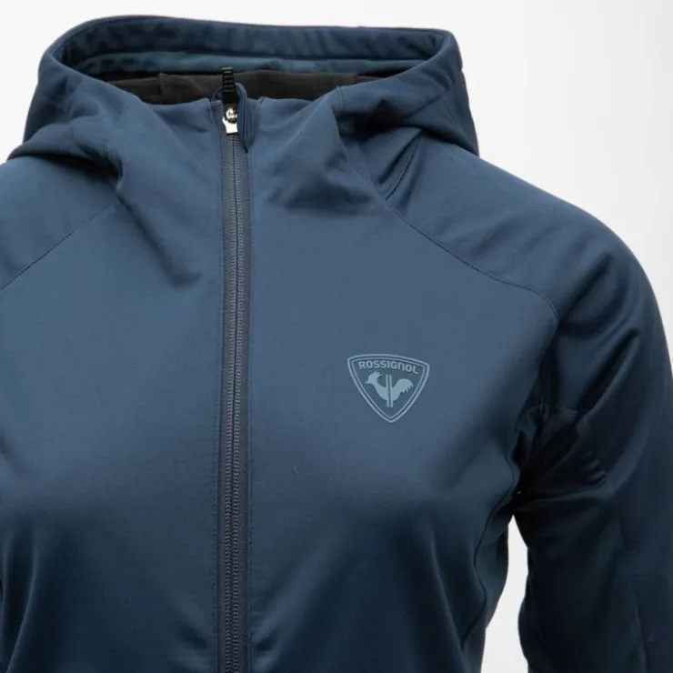 ROSSIGNOL Veste à capuche cintrée softshell bleu marine poches zippées bleu ciel Femme BLEU FONCE Sale