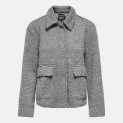 ONLY Veste courte sanne bouclée avec poches Femme GRIS Clearance