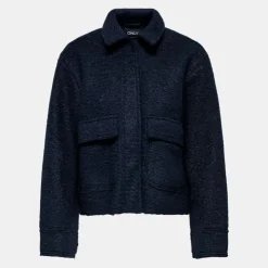 ONLY Veste courte texture bouclée avec poches Femme BLEU FONCE Hot