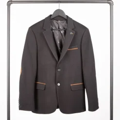 BILL TORNADE Veste de costume avec coudière Homme NOIR New