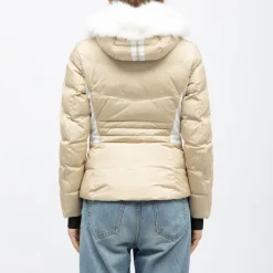 ROSSIGNOL Veste de ski à capuche fausse fourrure avec logo Femme BEIGE Discount