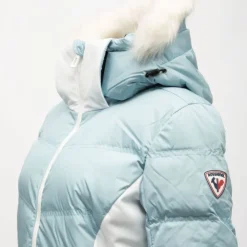 ROSSIGNOL Veste de ski à capuche fausse fourrure avec logo Femme BLEU CLAIR Best