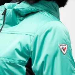 ROSSIGNOL Veste de ski capuche avec fausse fourrure zip coloré Femme VERT Sale