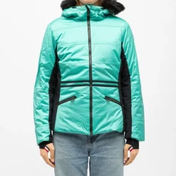 ROSSIGNOL Veste de ski capuche avec fausse fourrure zip coloré Femme VERT Sale