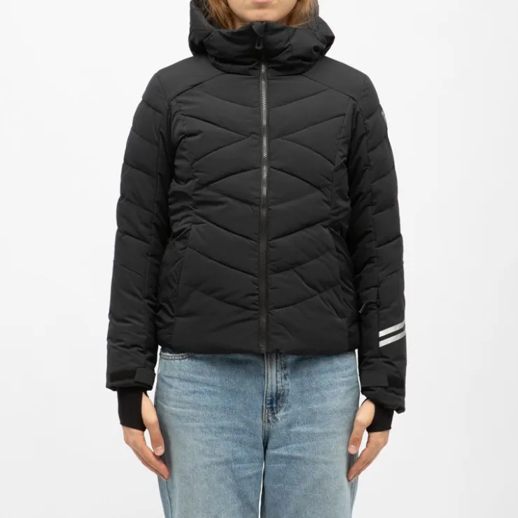 ROSSIGNOL Veste de ski resort matelassée à capuche Femme NOIR New