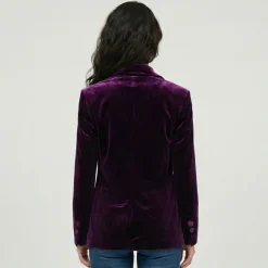 LES TROPEZIENNES PAR M.BELARBI Veste de tailleur velours annot col à revers Femme VIOLET