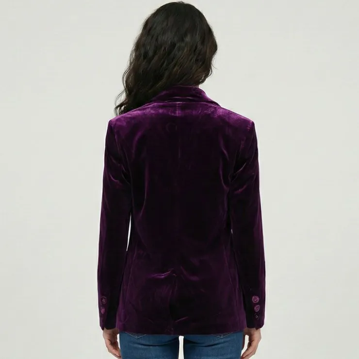 LES TROPEZIENNES PAR M.BELARBI Veste de tailleur velours annot col à revers Femme VIOLET