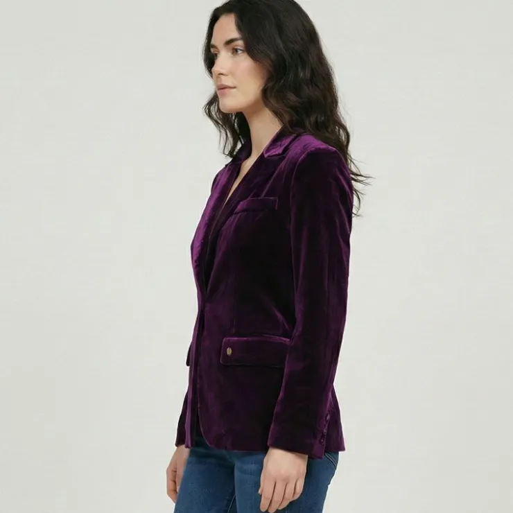 LES TROPEZIENNES PAR M.BELARBI Veste de tailleur velours annot col à revers Femme VIOLET