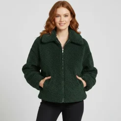 ONLY Veste fausse fourrure Cali col italien Femme VERT FONCE Hot