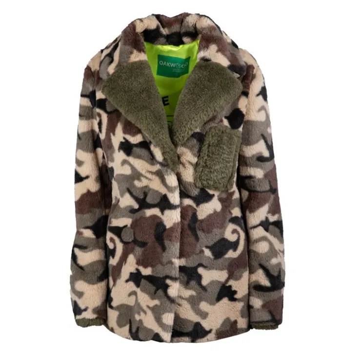 OAKWOOD Veste fourrure synthetique jump Femme KAKI