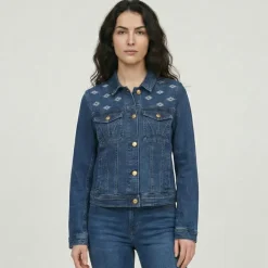 LES TROPEZIENNES PAR M.BELARBI Veste jean denim avec broderie Femme BLEU Sale