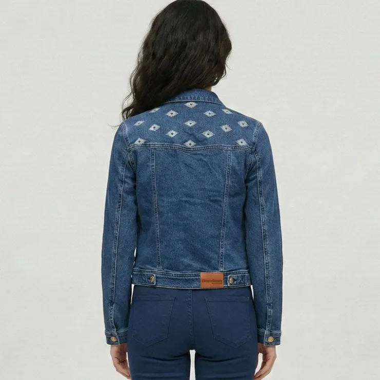 LES TROPEZIENNES PAR M.BELARBI Veste jean denim avec broderie Femme BLEU Sale