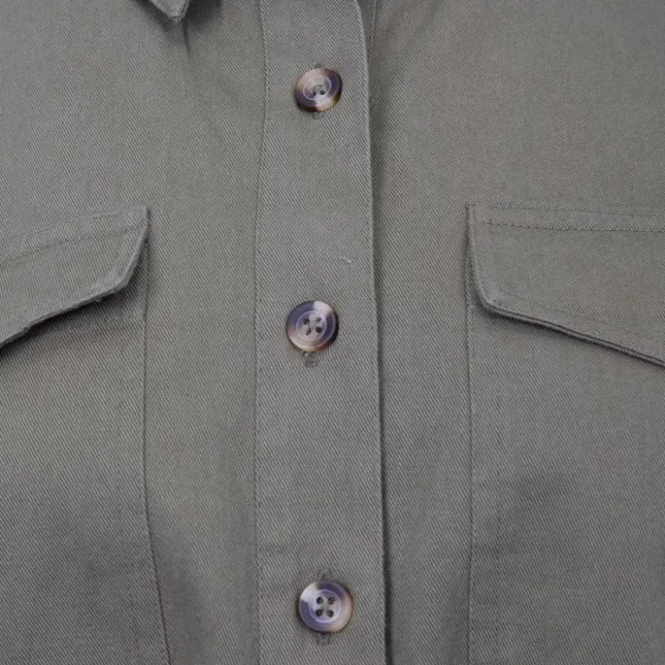 LA PETITE ETOILE Veste légère coton Valory à boutons Femme KAKI Sale