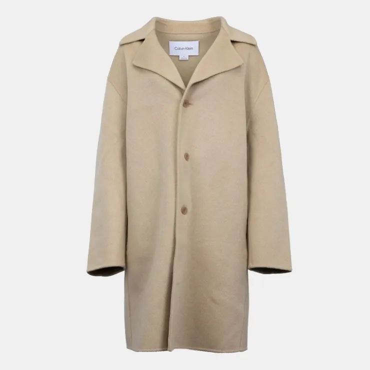 CALVIN KLEIN Veste longue oversize coton Femme BEIGE Discount