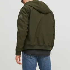 JACK & JONES Veste mi saison mate zippée à capuche Homme VERT FONCE
