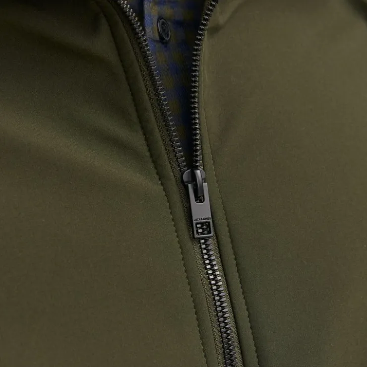 JACK & JONES Veste mi saison mate zippée à capuche Homme VERT FONCE