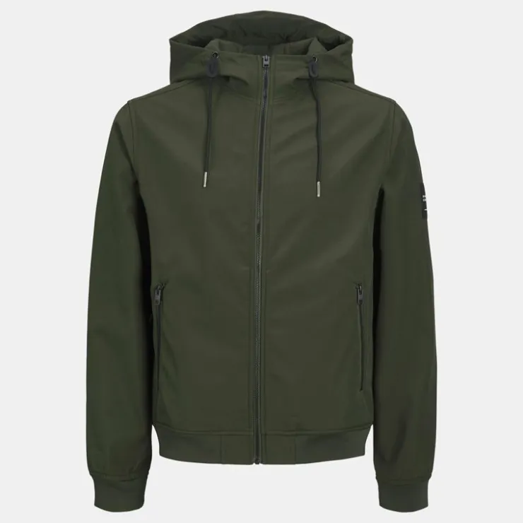 JACK & JONES Veste mi saison mate zippée à capuche Homme VERT FONCE
