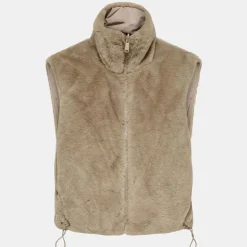 ONLY Veste sans manche reversible fausse fourrure col montant Femme BEIGE