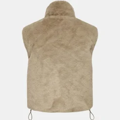 ONLY Veste sans manche reversible fausse fourrure col montant Femme BEIGE