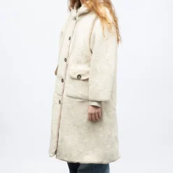 GOLD AND SILVER Veste sherpa longue a capuche beige h24chels Femme BLANC ECRU Best