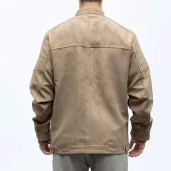 DEELUXE 74 Veste style racer agency effet suédine avec col à clip Homme MARRON