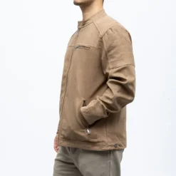 DEELUXE 74 Veste style racer agency effet suédine avec col à clip Homme MARRON