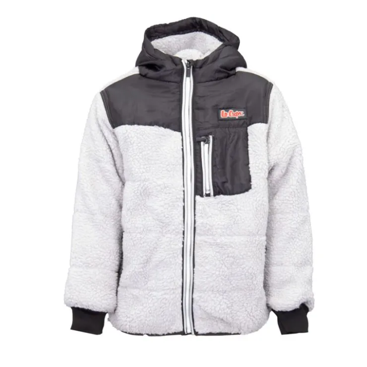 LEE COOPER Veste zippée sherpa polaire avec capuche Enfant NOIR Clearance
